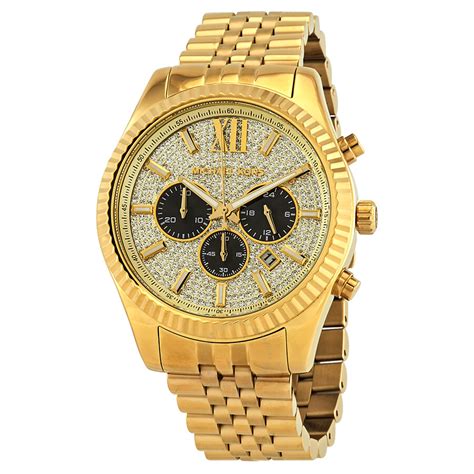 Michael Kors Watch Men 42mm MOP Dial Gold Tone Date 